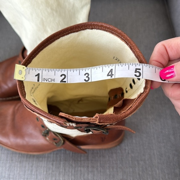 Frye Veronica Short Grommet Leather Canvas Boot Size 9.5 - Picture 11 of 12